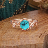 Luxury Nature-Inspired 6 Prong Hexagonal Turquoise Engagement Ring